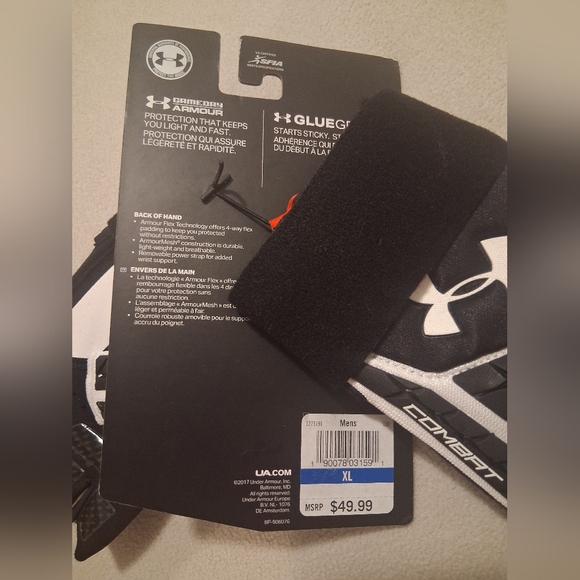 Under Armour Mens Combat Half Finger Padded Footbal Gloves For Lineman XL - Picture 3 of 7